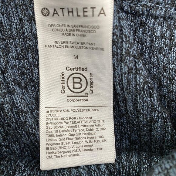 Athleta Reverie Wide Leg Lounge Pants Womens Medium Blue Heather Sweater Knit - Picture 9 of 13
